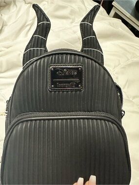 Disney Black Ribbed Mini Backpack with Horn Accents